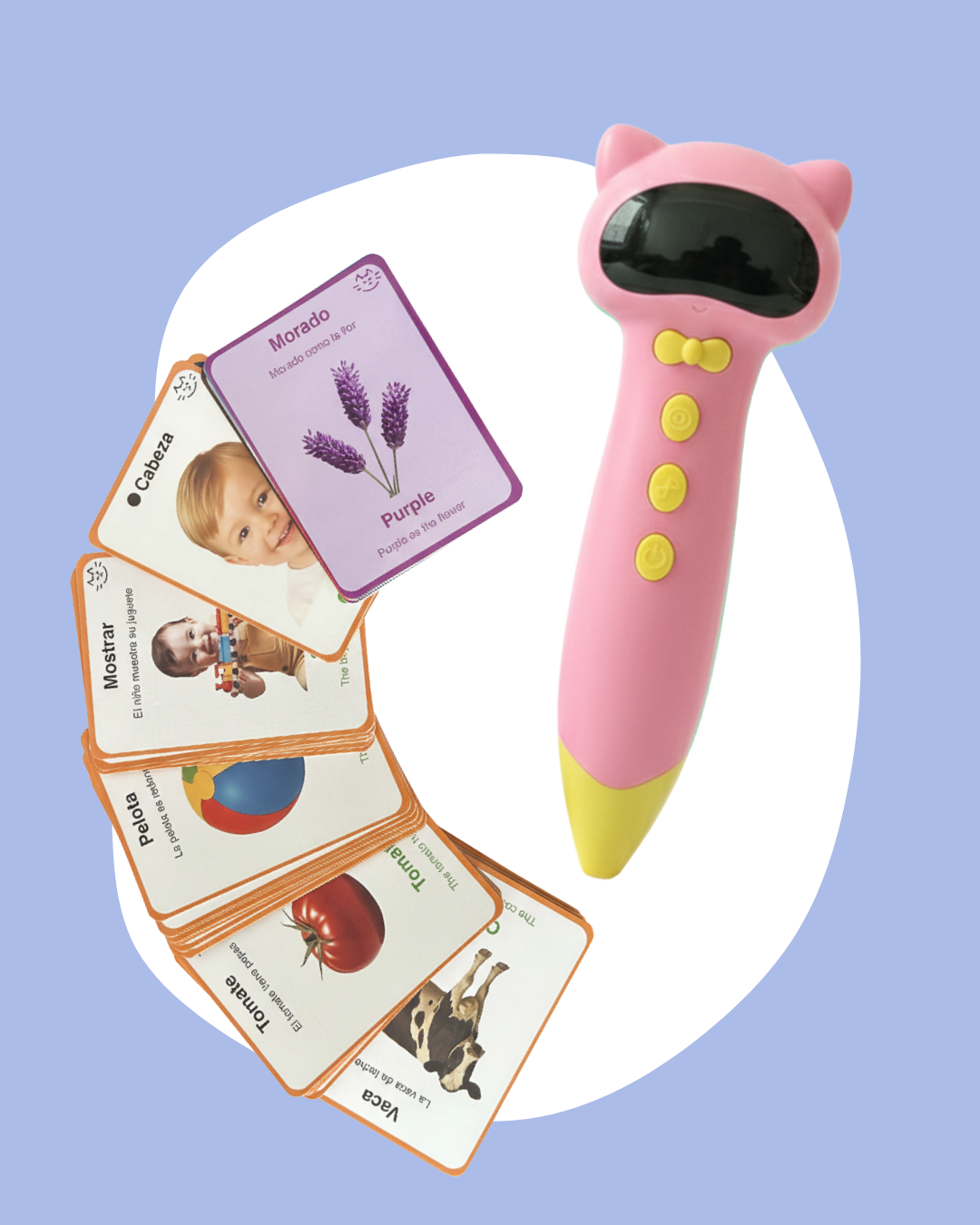 Capitán Miau® Talking Pen – Lector Educativo Bilingüe (Nivel 1: 1+) - ROSADO